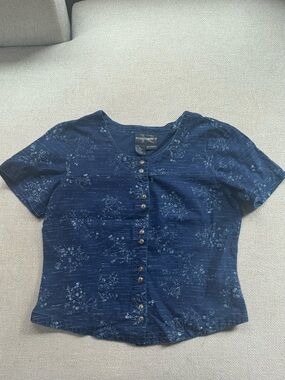 Vintage Floral Button-Front Blouse